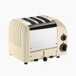 Cream-colored Dualit toaster with black knobs on a white background_thumb_2